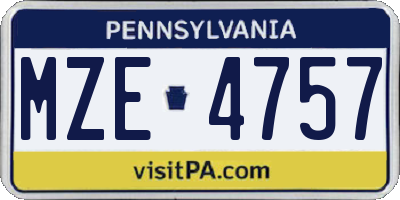 PA license plate MZE4757