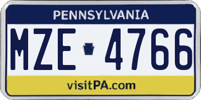 PA license plate MZE4766