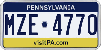 PA license plate MZE4770