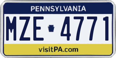 PA license plate MZE4771