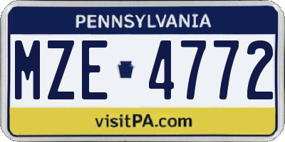 PA license plate MZE4772