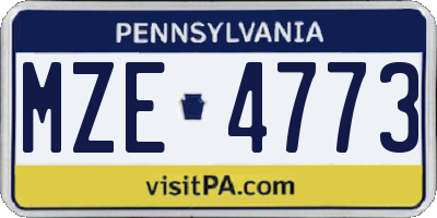 PA license plate MZE4773
