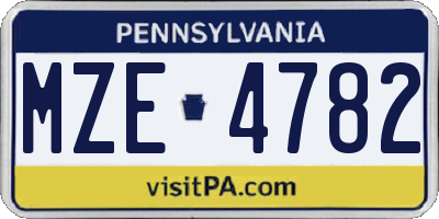 PA license plate MZE4782