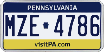 PA license plate MZE4786