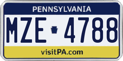 PA license plate MZE4788