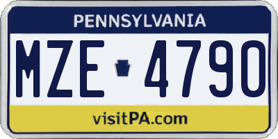 PA license plate MZE4790