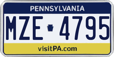 PA license plate MZE4795