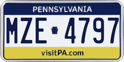 PA license plate MZE4797
