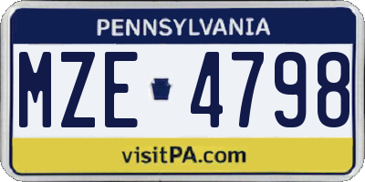 PA license plate MZE4798