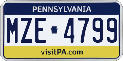 PA license plate MZE4799