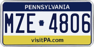 PA license plate MZE4806