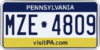 PA license plate MZE4809