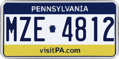 PA license plate MZE4812