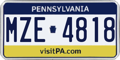 PA license plate MZE4818
