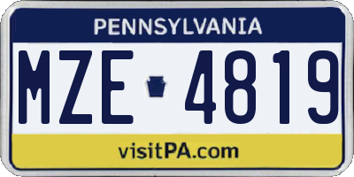 PA license plate MZE4819