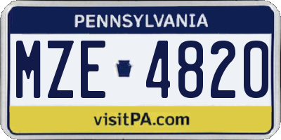 PA license plate MZE4820