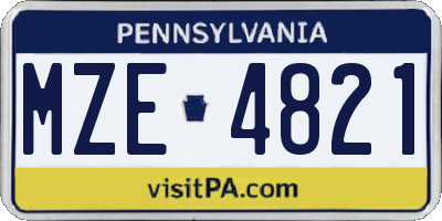 PA license plate MZE4821