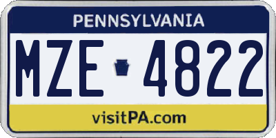 PA license plate MZE4822