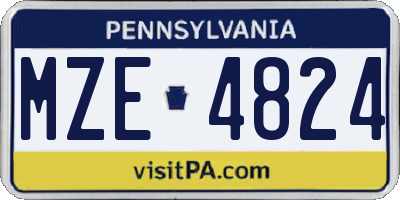PA license plate MZE4824