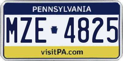 PA license plate MZE4825
