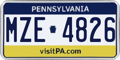 PA license plate MZE4826