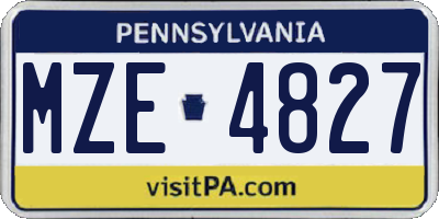 PA license plate MZE4827