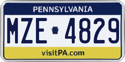 PA license plate MZE4829