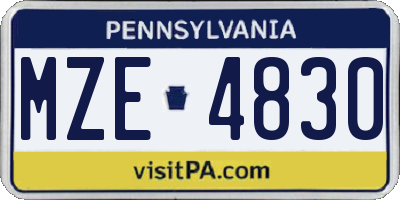 PA license plate MZE4830