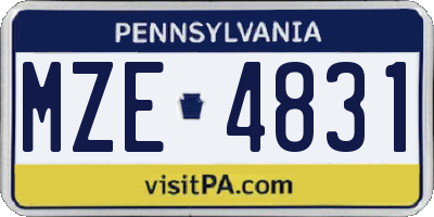 PA license plate MZE4831