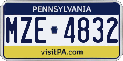PA license plate MZE4832