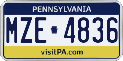 PA license plate MZE4836