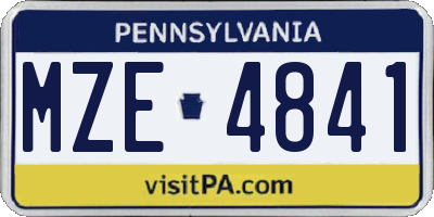 PA license plate MZE4841