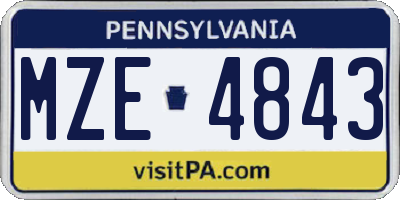 PA license plate MZE4843
