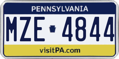 PA license plate MZE4844