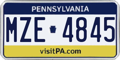 PA license plate MZE4845