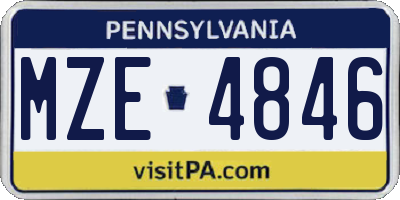 PA license plate MZE4846