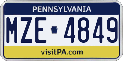 PA license plate MZE4849