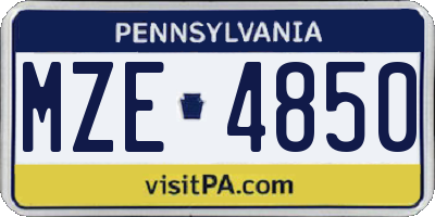 PA license plate MZE4850