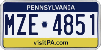 PA license plate MZE4851