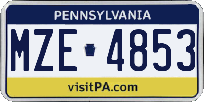 PA license plate MZE4853