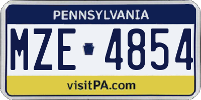 PA license plate MZE4854