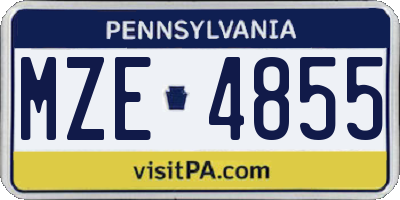 PA license plate MZE4855