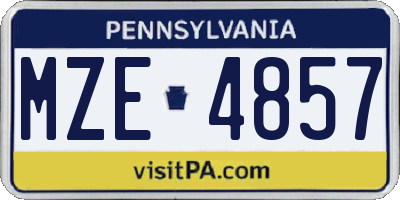 PA license plate MZE4857