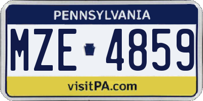 PA license plate MZE4859