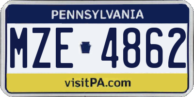 PA license plate MZE4862