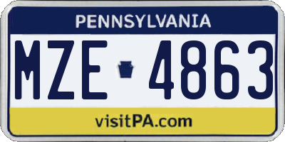 PA license plate MZE4863