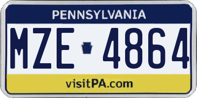 PA license plate MZE4864
