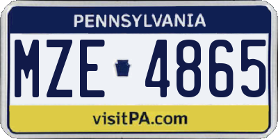 PA license plate MZE4865