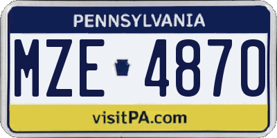 PA license plate MZE4870