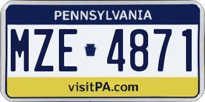 PA license plate MZE4871